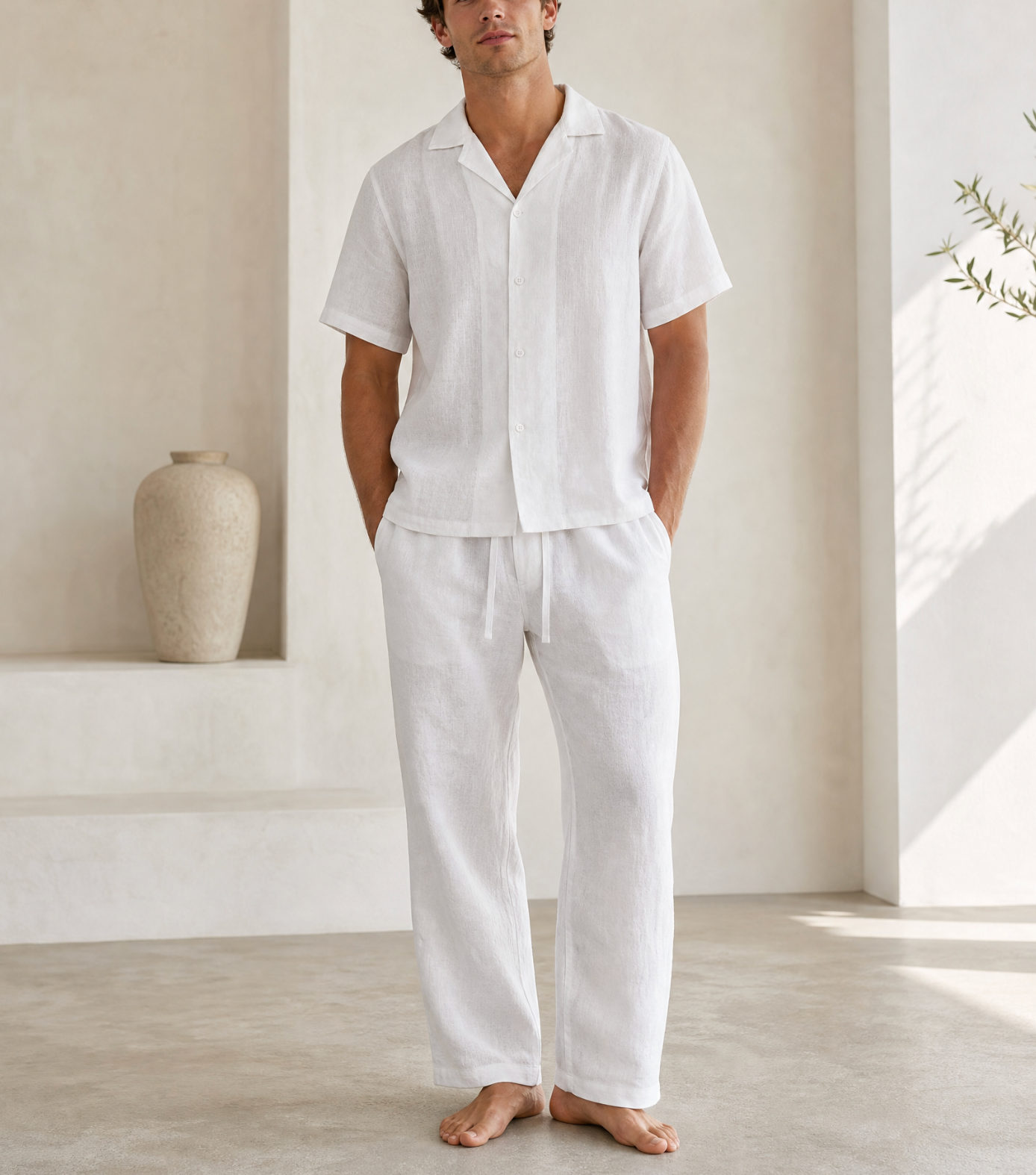 Pure Linen Trousers - White