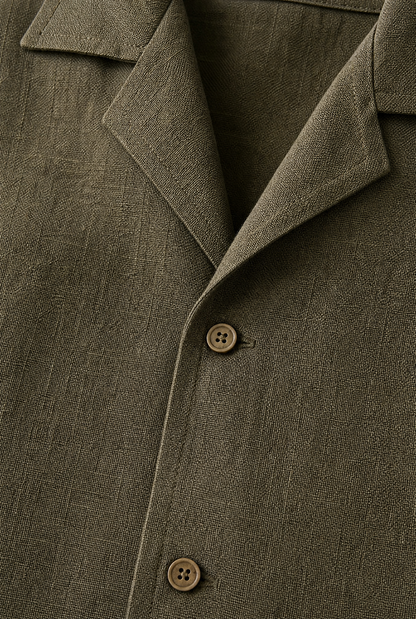 Pure Linen Shirt - Olive